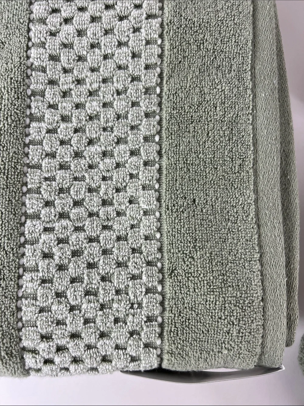 DKNY Bath Towel Set Sage Green White Plush Cotton Zero Twist Set of 8 NEW